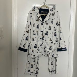 PJ Salvage Flannel Cat Pajamas Size Medium NWT